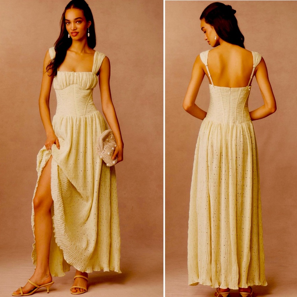NWT For Love And Lemons Erika Bustier Maxi Dress in Yellow, size S